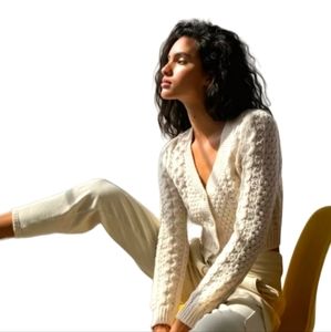 WILFRED FREE | Adley Sweater Cropped Alpaca Wool Blend Heather Birch (Size M)